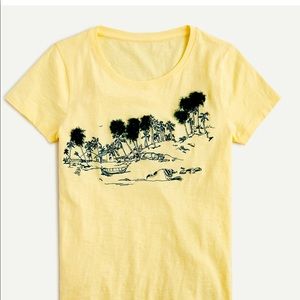 J Crew “Palm Tree” cotton crewneck tee shirt